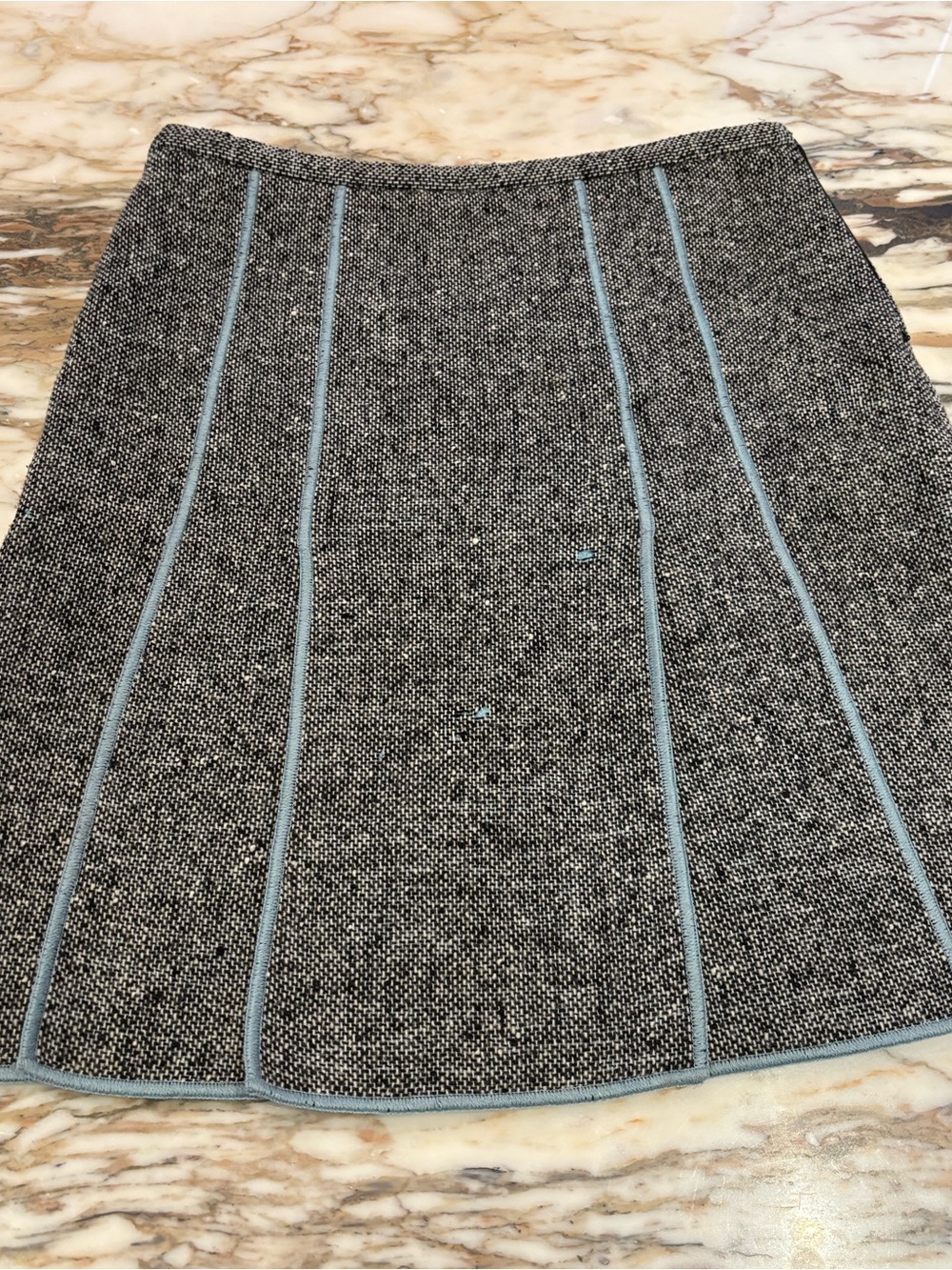 Moschino Gray A-Line Skirt with Light Blue Piping